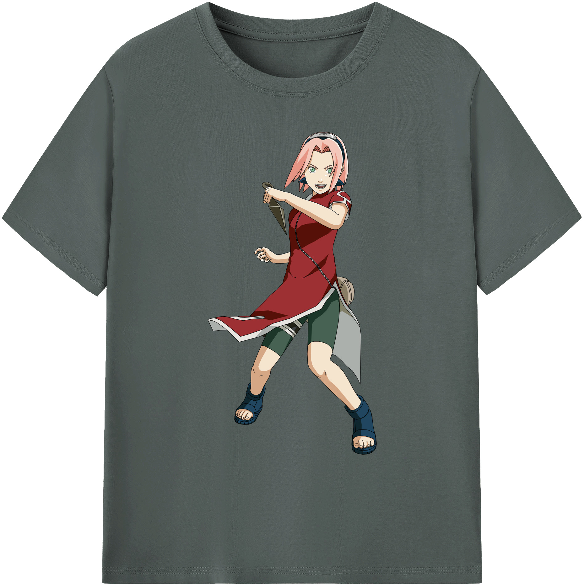 （画像用） NARUTO -ナルト- 春野サクラ Haruno Sakura 綿100％ メンズ半袖Tシャツ｜肌触りやわらか＆通気性